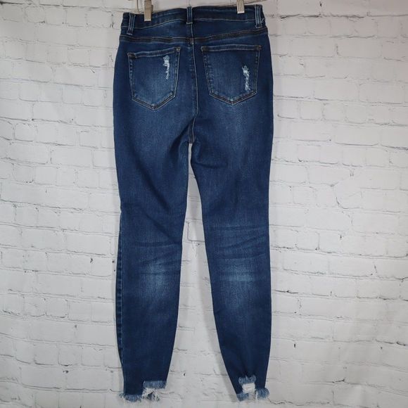 Wax Jean Dark Wash Distressed Skinny Jeans Juniors Size 7/28 - Picture 2 of 8